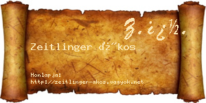 Zeitlinger Ákos névjegykártya